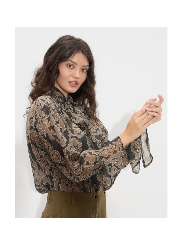 Μπλούζα εμπριμέ με φιόγκο Passager 40082