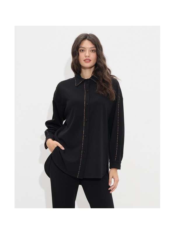 Πουκαμίσα oversized με διακοσμητκό ρέλι passager 50036