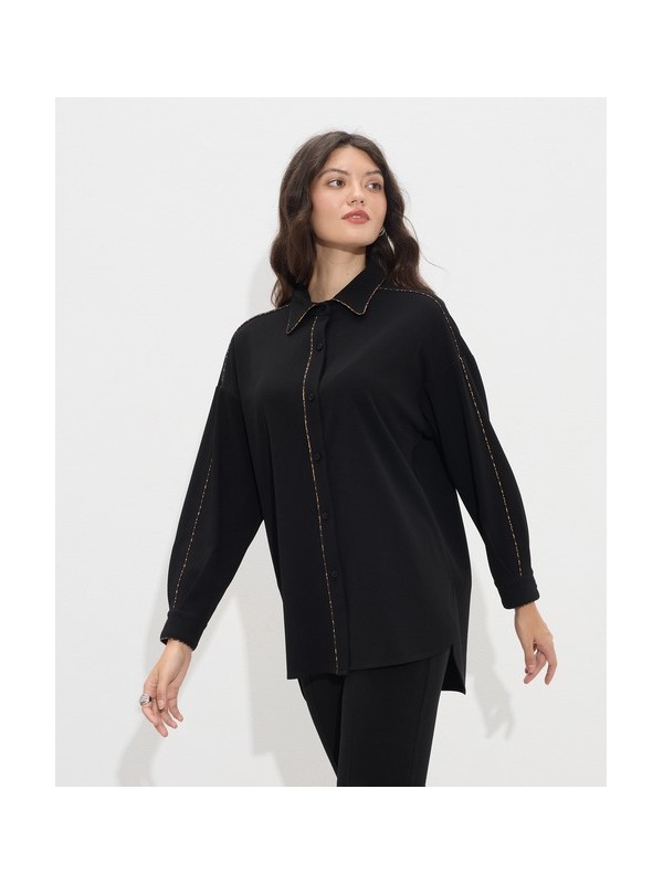 Πουκαμίσα oversized με διακοσμητκό ρέλι passager 50036