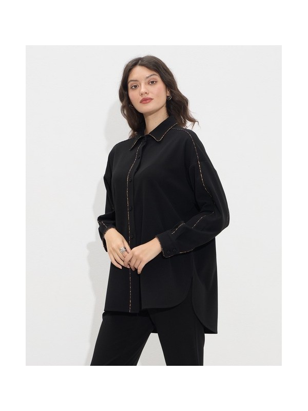 Πουκαμίσα oversized με διακοσμητκό ρέλι passager 50036