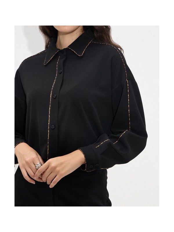 Πουκαμίσα oversized με διακοσμητκό ρέλι passager 50036