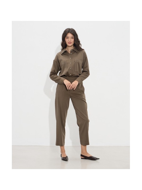 High-waisted pants with elastic passager 20098