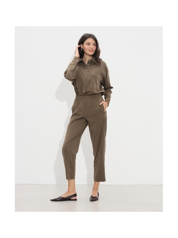 High-waisted pants with elastic passager 20098