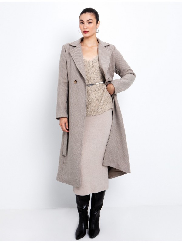 Μακρύ παλτό με ανάγλυφο σχέδιο toi&moi 60-1723-225