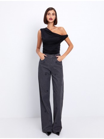 Wide leg τζιν με μαύρες...