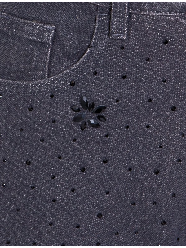 Wide leg τζιν με μαύρες πέτρες toi&moi 20-5544-225