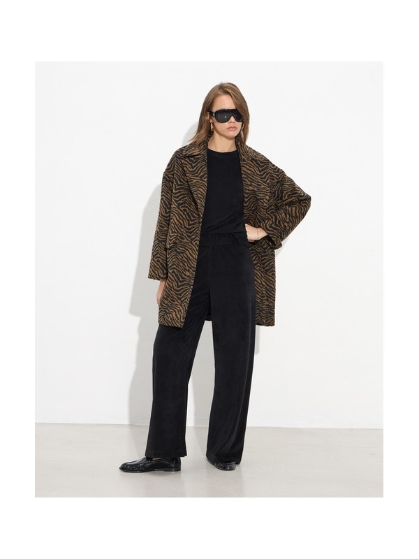 Animal print coat with lapel collar passager 90019