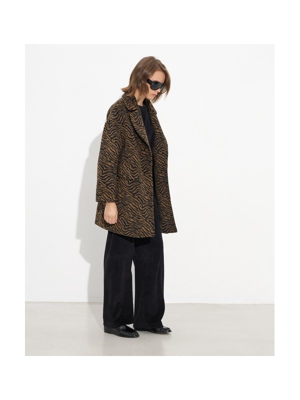 Παλτο animal print με πετο γιακα passager 90019