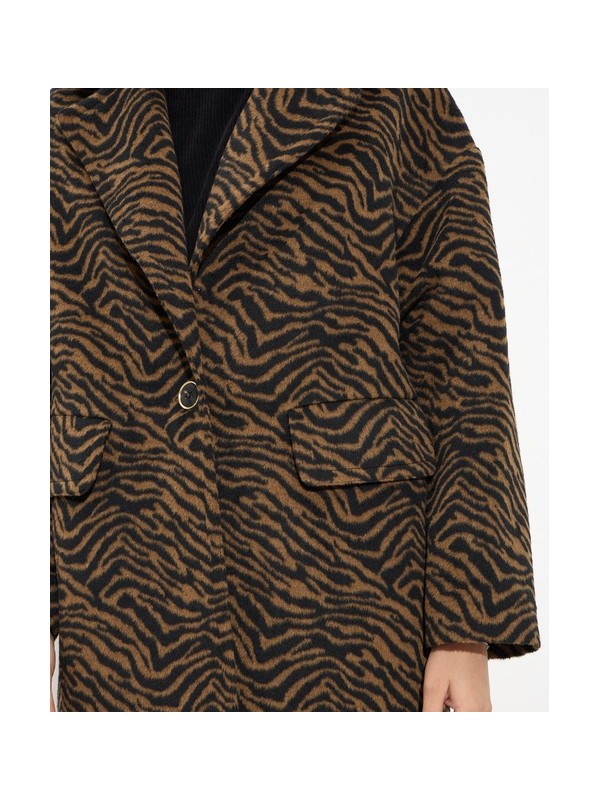 Animal print coat with lapel collar passager 90019