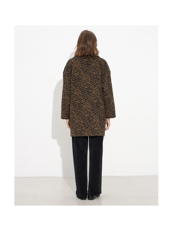 Animal print coat with lapel collar passager 90019