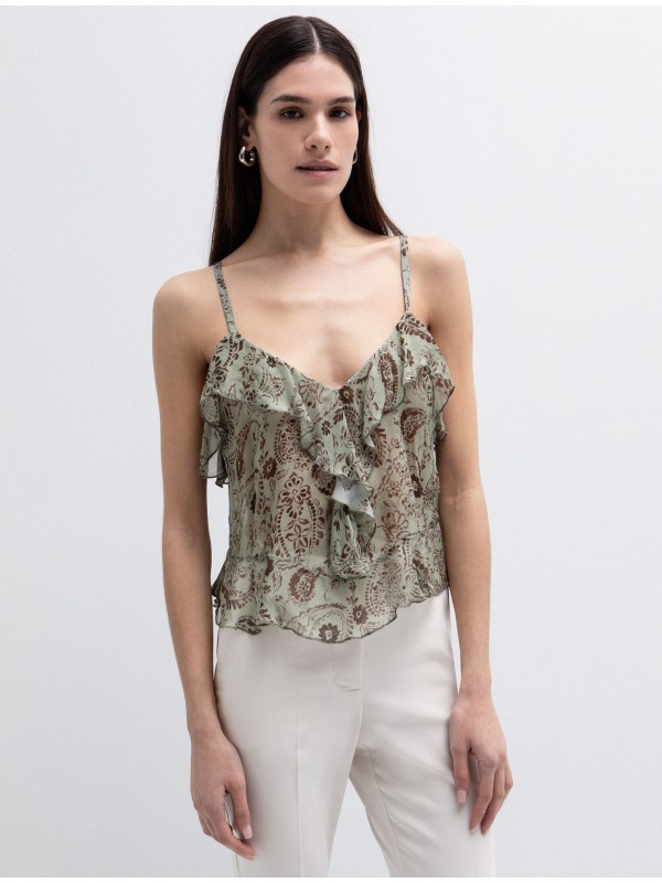 Ruffle τοπ με τύπωμα λαχούρι toi&moi 30-5773-126