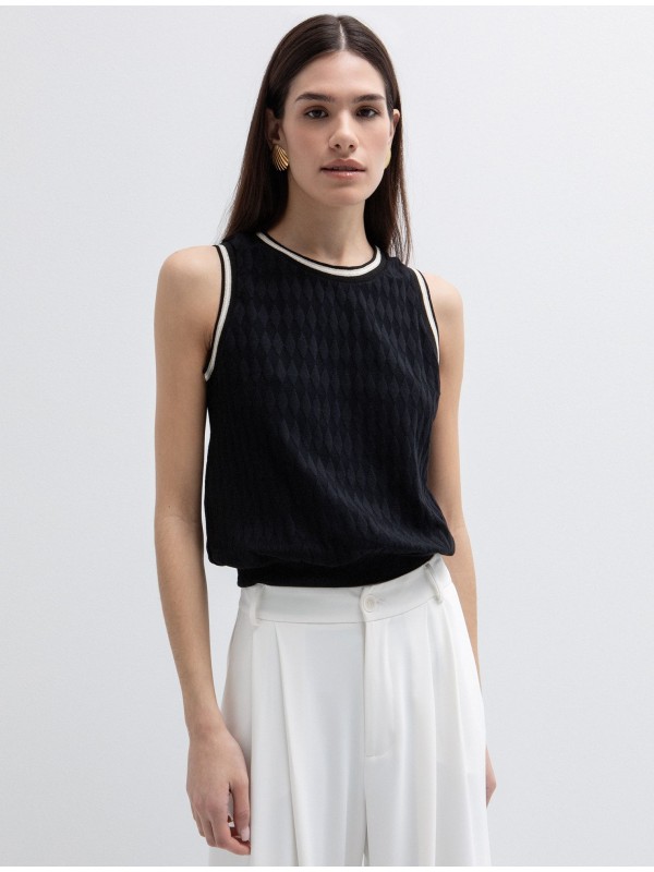 Diamond pattern top toi&moi 80-6751-126