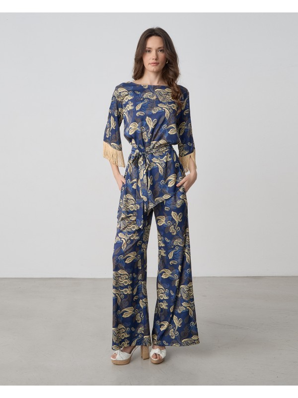 Printed asymmetrical blouse with fringesPassager 41083