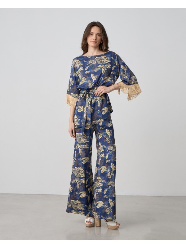 Printed asymmetrical blouse with fringesPassager 41083