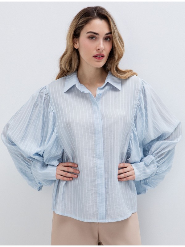 Ριγε πουκαμισο με puff μανικι toi&moi 30-5834-126