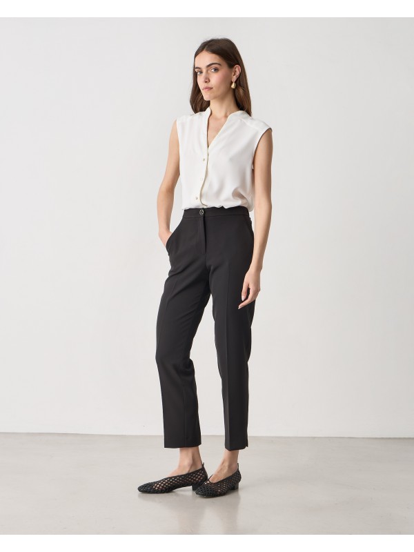 Cigarette pants in crepe texture Passagrer 21037