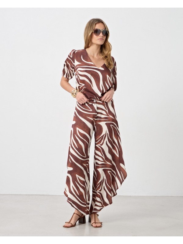 Παντελόνι με zebra print και ανοίγματα Passager 21123