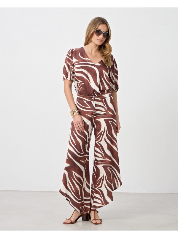 Παντελόνι με zebra print και ανοίγματα Passager 21123