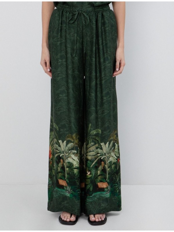Wide leg παντελόνι jungle τύπωμα 20-5937-126