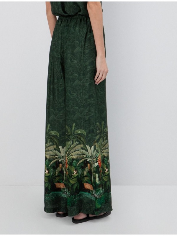 Wide leg παντελόνι jungle τύπωμα 20-5937-126