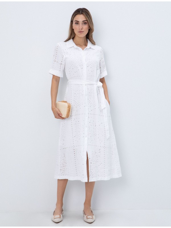 Floral guipure dress with belt toi&moi 50-7005-126