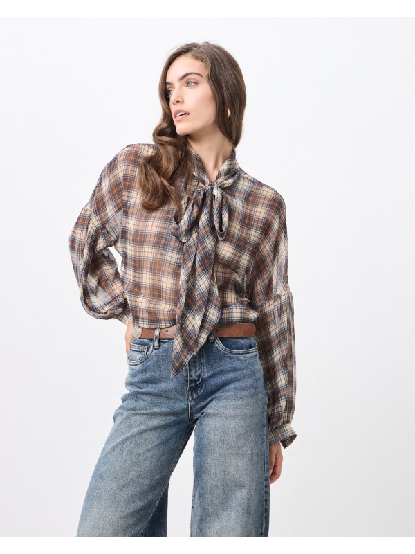 Plaid blouse with a bow tie Passager 42035