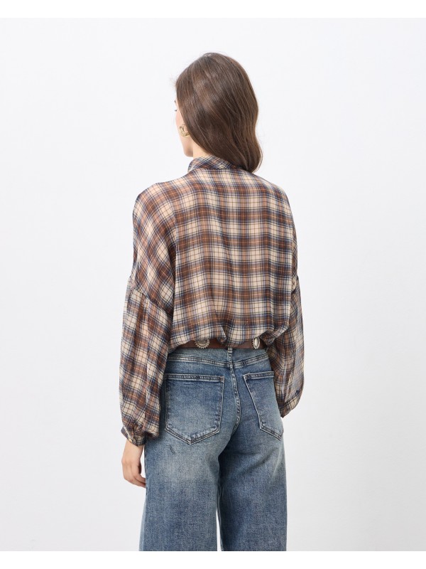 Plaid blouse with a bow tie Passager 42035