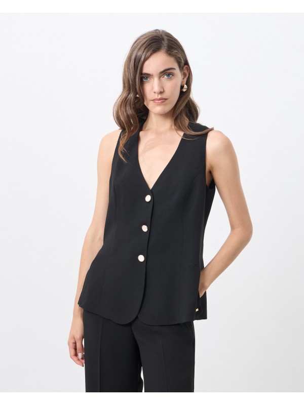 Women's sleeveless crepe vest Passagrer 12004